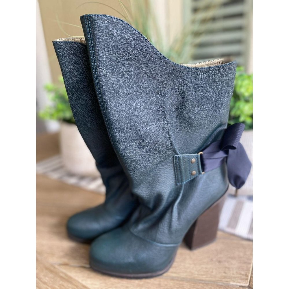 Vanessa Bruno Grosgrain Bow Heeled Boots 38 - Picture 2 of 9